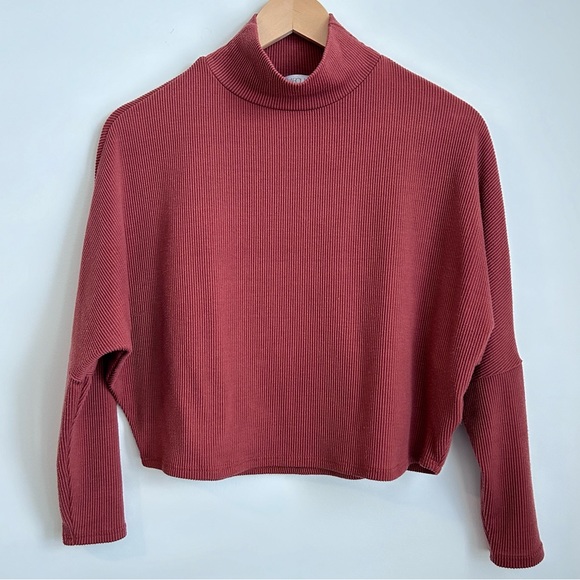 SET of 2 Ribbed Mockneck Long Sleeve Orange Tops - Rachel Zoe and Abound - Picture 8 of 14